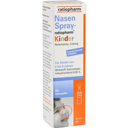 Verpackung eines Nasensprays für Kinder gegen Schnupfen.